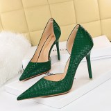 Women's Super High Stiletto Heels Python Snake Print Side Cutout Pumps