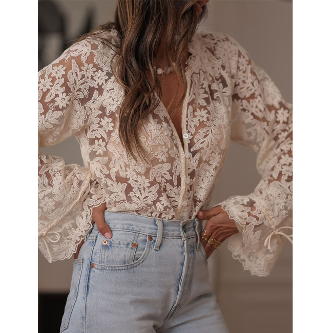 Women's Fashion Sheer Lace Blouse