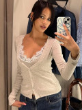 Women's Spring/Fall Layered Lace Blouse