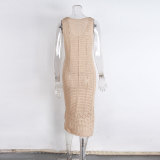Knit Hollow Out Sleeveless Tank Beach Dress