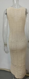Knit Hollow Out Sleeveless Tank Beach Dress