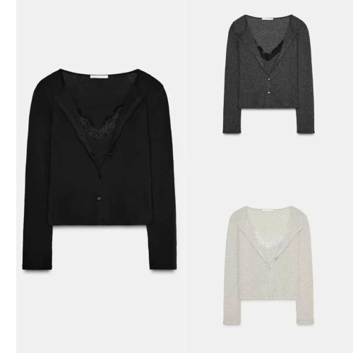 Women's Spring/Fall Layered Lace Blouse