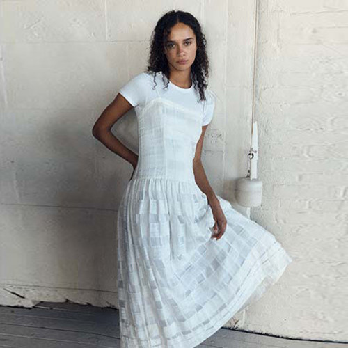 Timeless Gingham Cami Waist-Slimming White Checkered Dress