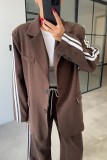Two-Piece Blazer Suit Set with Decorative Trim
