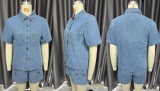 Vintage Denim Shirt & Shorts Set
