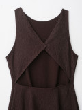 Exclusive Sleeveless Backless Minimalist Fringe Bodycon Dress