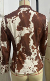 Printed Long Sleeve Single-Breast Blazer Jacket