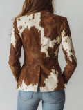Printed Long Sleeve Single-Breast Blazer Jacket