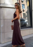 Backless Slip A-Line Knit Maxi Dress