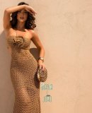 Halter Neck Flower Bohemian Backless Knit Beach Dress