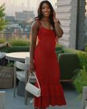 Bohemian Beach Ruffle Knit Maxi Dress