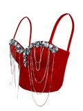 White Chain Diamond Detailing Sexy Corset Bustier