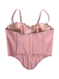 Floral Fringe Strappy Bustier with Open Back & Boning