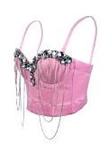 White Chain Diamond Detailing Sexy Corset Bustier