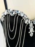 White Chain Diamond Detailing Sexy Corset Bustier
