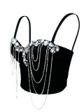 White Chain Diamond Detailing Sexy Corset Bustier
