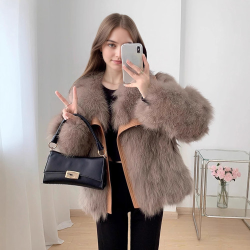 Luxury Faux Fox Fur Coat