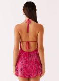 Sequined Embroidered Halter Dress