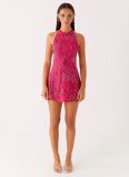 Sequined Embroidered Halter Dress