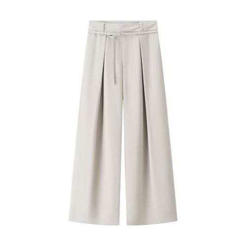 Casual High-Waisted Pleated Wide Leg Pants with Belt