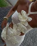 Chic Floral Cutout Halter Neck Vacation Dress