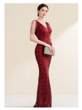 Deep V-Neck Long Evening Dress