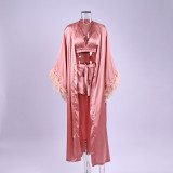 Seductive Satin Robe 3-Piece Loungewear Set