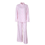 Fashionable Women's Long Sleeve Striped Pajama Set