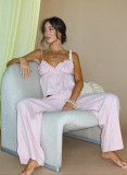 Pure Cotton Jacquard Cami and Long Pants Pajama Set