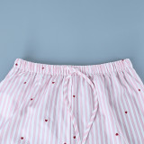 Fashionable Women's Long Sleeve Striped Pajama Set