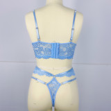 Lace Underwire Bra and Beaded Floral Lingerie Set