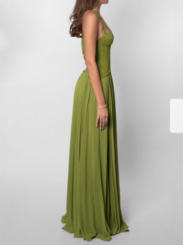 Fashionable Sexy Backless Halter Neck Ruched Dress