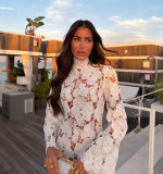Lace Long Sleeve Stand Collar Dress