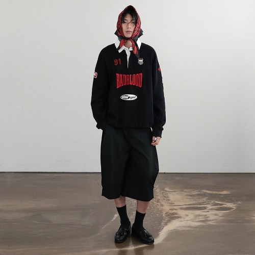 Polo Neck Loose Fit Women's Sport Sweatshirt