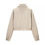 Fashionable Versatile Zip-Up Jacket and Shorts Set