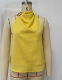 Unique Gold Trim Sleeveless Neckline Top