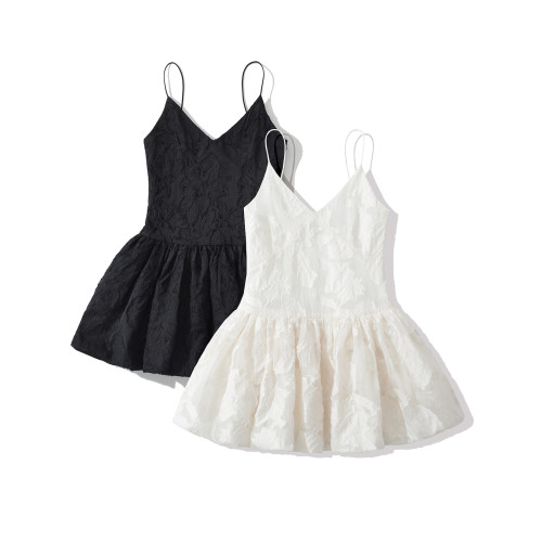 Fashionable V-Neck Embroidered Backless Cami Dress