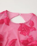 Fashionable Sexy Jacquard Floral Slim-Fit Bell Sleeve Dress