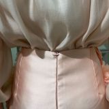 Flowing Ribbon Loose Color Block Skirt with Handmade 3D Flowers