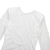 Elegant Solid Color Lace Backless Long Sleeve Bodycon Dress