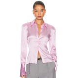 Chic Solid Color Single-Breasted Button-Up Shirt for Women