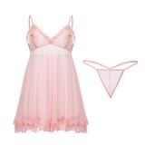 Sexy Sheer Lace Low-Cut Nightgown Set
