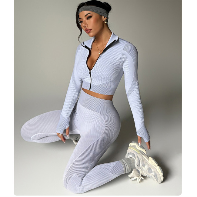 Seamless Yoga Set 3Pcs Gym Fitness Clothing Women Yoga Suit Sportswear Female Workout Leggings Top Sport Clothes Training Suit