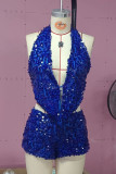 Hollow Sequin V-Neck Tank Top and Shorts Set
