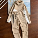 Collaborative Streetwear Zip-Up Hooded Jacket and Straight Pants Sports Leisure Set