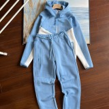 Collaborative Streetwear Zip-Up Hooded Jacket and Straight Pants Sports Leisure Set