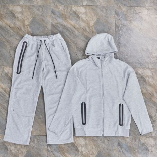 Collaborative Streetwear Zip-Up Hooded Jacket and Straight Pants Sports Leisure Set