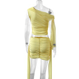 Chic Ruffled Bodycon Mini Dress with Mesh Panel Two-Piece Set