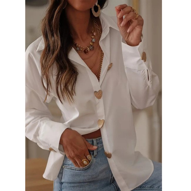 Elegant Commuter Heart Button Shirt