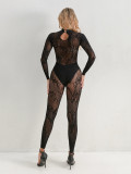 Lace Sexy Hollow Out Black Jumpsuit
